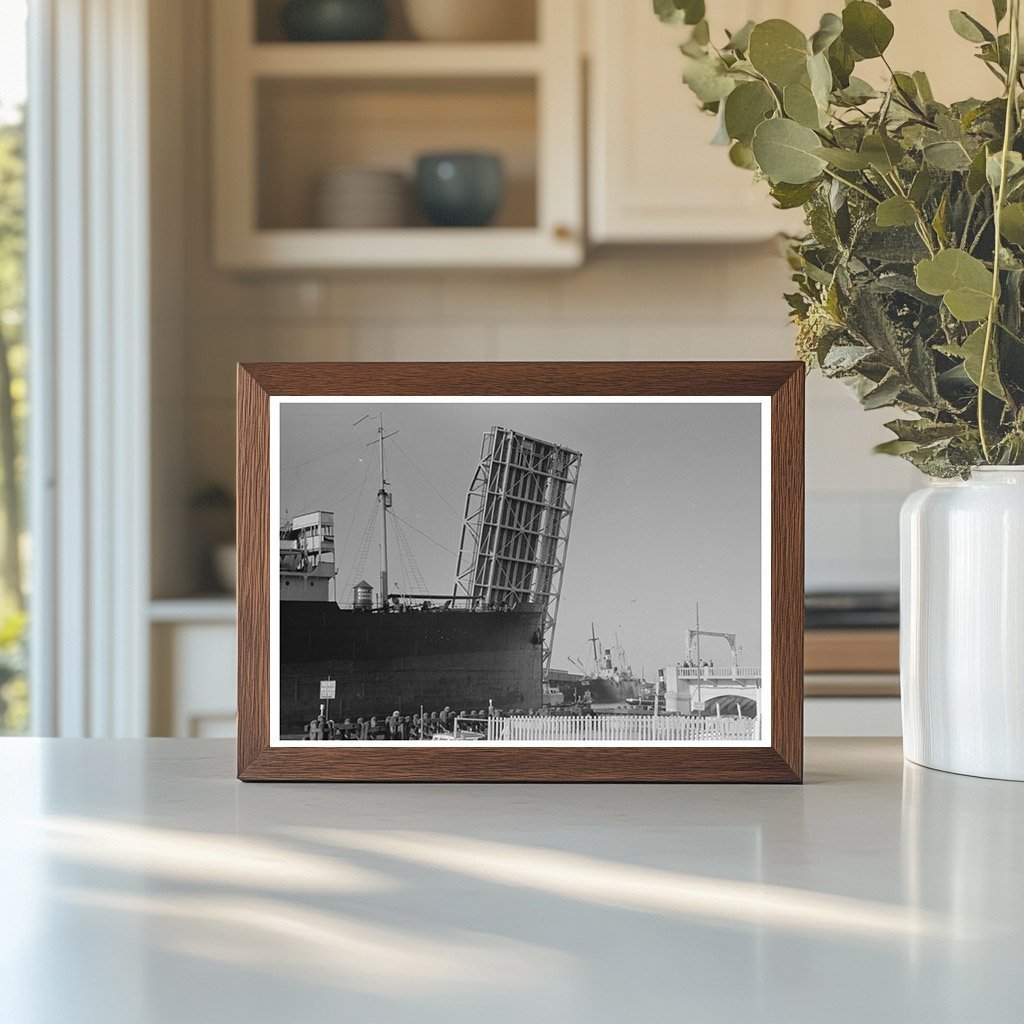 Ship Passing Drawbridge Corpus Christi Texas 1939 - Available at KNOWOL