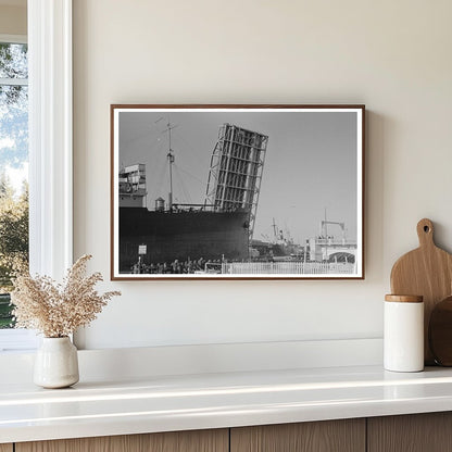 Ship Passing Drawbridge Corpus Christi Texas 1939 - Available at KNOWOL