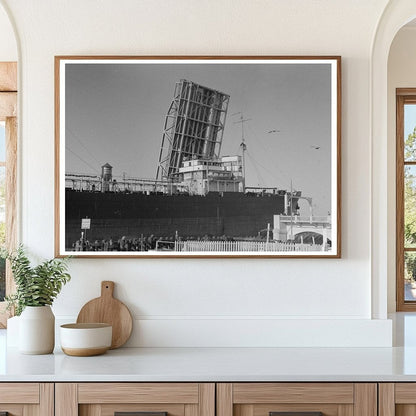 Ship Passing Drawbridge in Corpus Christi Texas 1939 - Available at KNOWOL