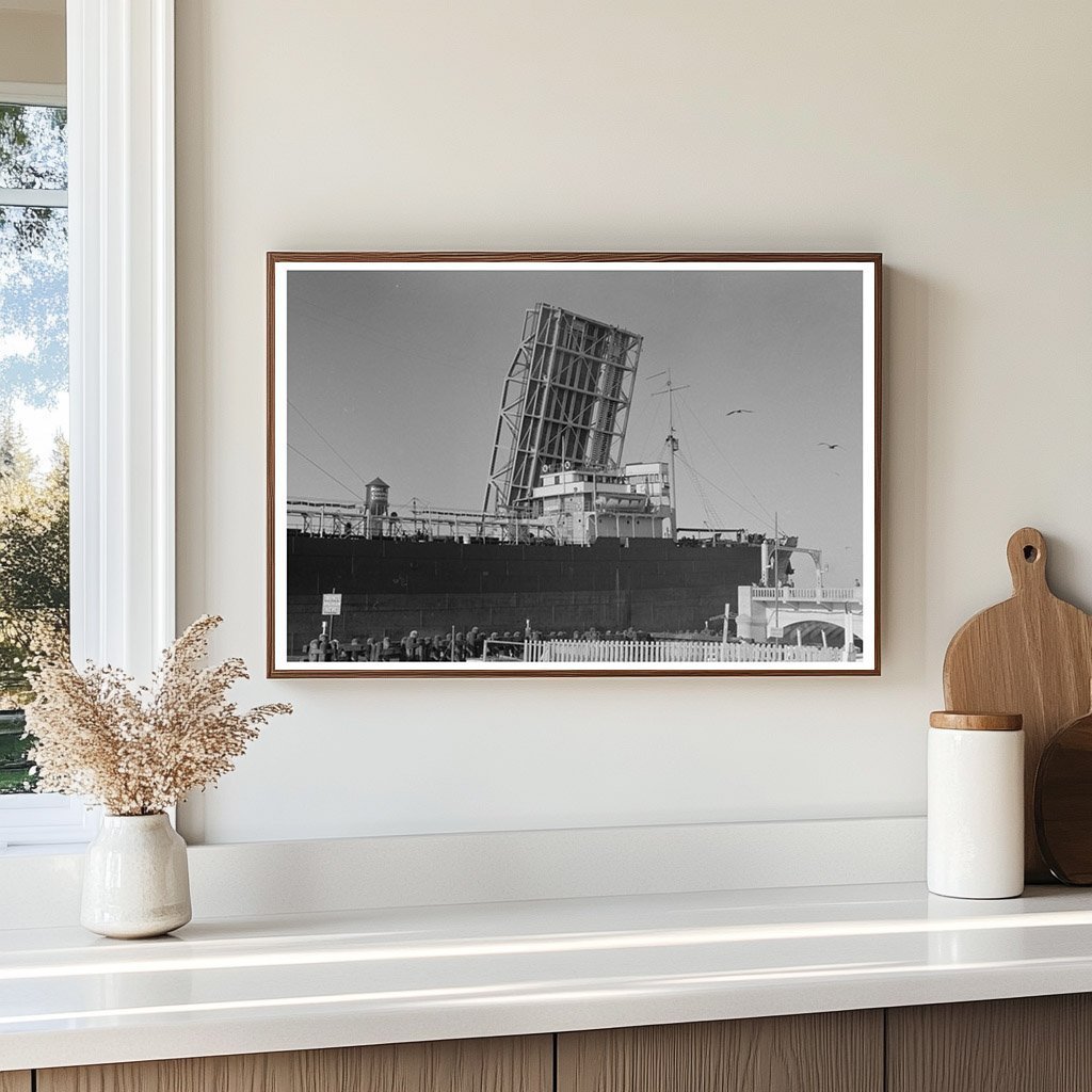 Ship Passing Drawbridge in Corpus Christi Texas 1939 - Available at KNOWOL