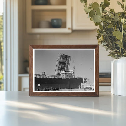 Ship Passing Drawbridge in Corpus Christi Texas 1939 - Available at KNOWOL