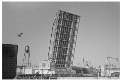 Ship Passing Drawbridge Port of Corpus Christi 1939 - Available at KNOWOL