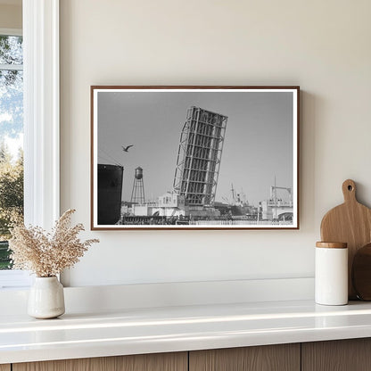 Ship Passing Drawbridge Port of Corpus Christi 1939 - Available at KNOWOL