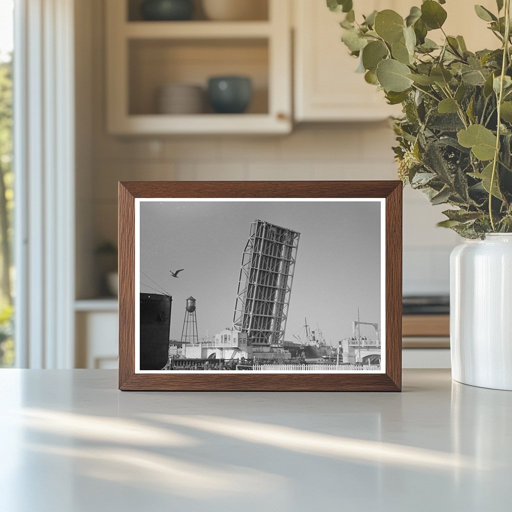 Ship Passing Drawbridge Port of Corpus Christi 1939 - Available at KNOWOL