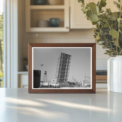 Ship Passing Drawbridge Port of Corpus Christi 1939 - Available at KNOWOL