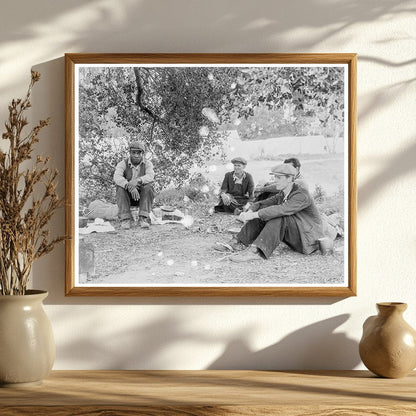 Single Men Camping by Roadside in Nipomo 1935 - Available at KNOWOL