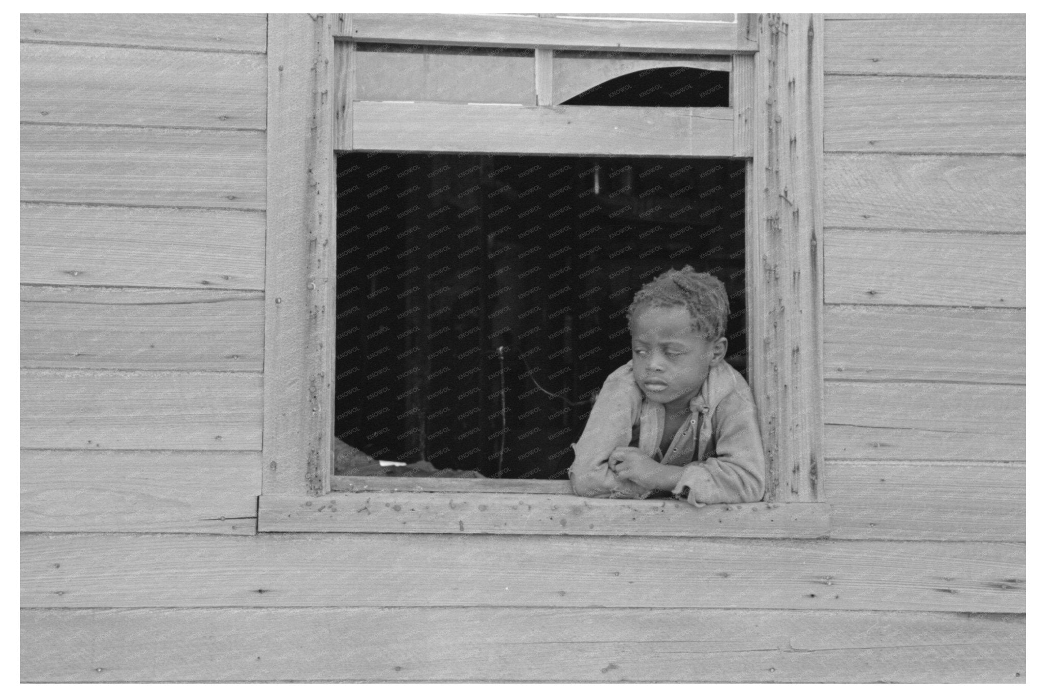 Son of Sharecropper in Window Southeast Missouri 1938 - Available at KNOWOL