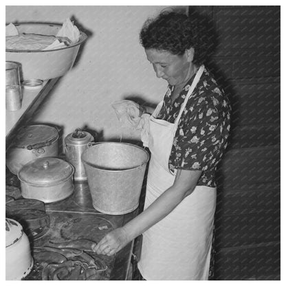 Spanish - American Woman Baking Bread in Taos New Mexico 1939 - Available at KNOWOL