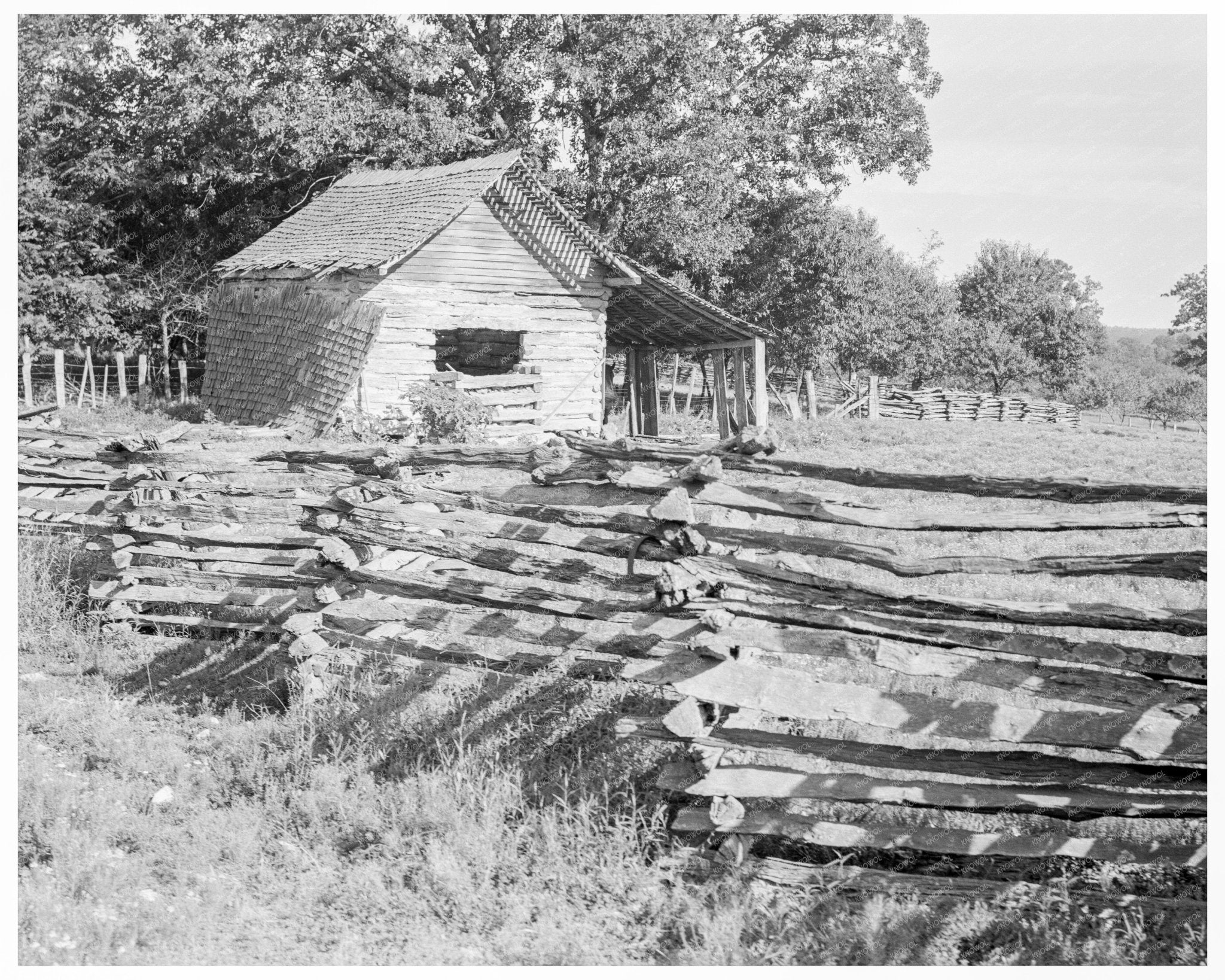 Split - log Fence in North Central Arkansas 1938 - Available at KNOWOL