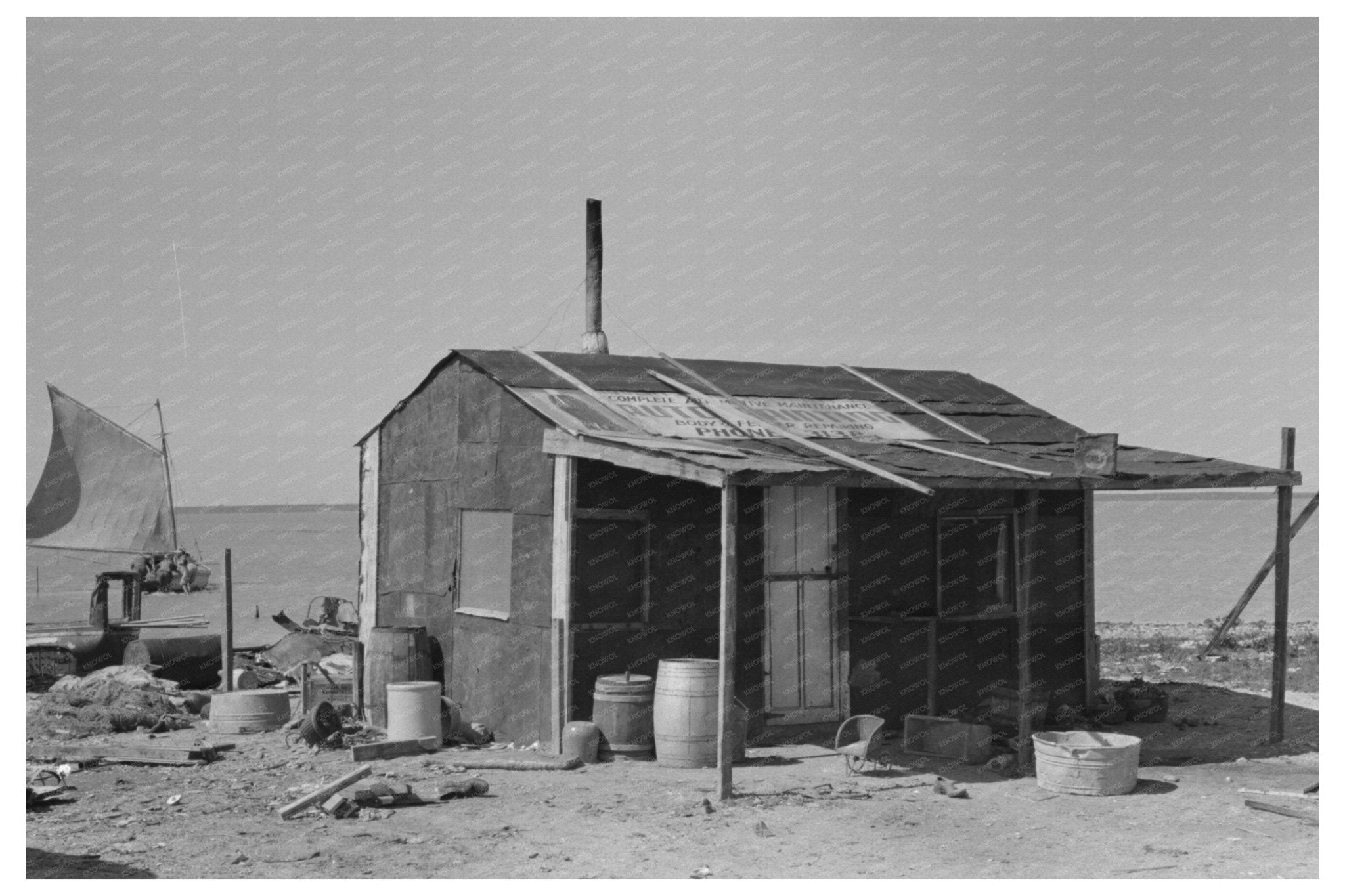 Squatter Home Nueces Bay Corpus Christi Texas 1939 - Available at KNOWOL