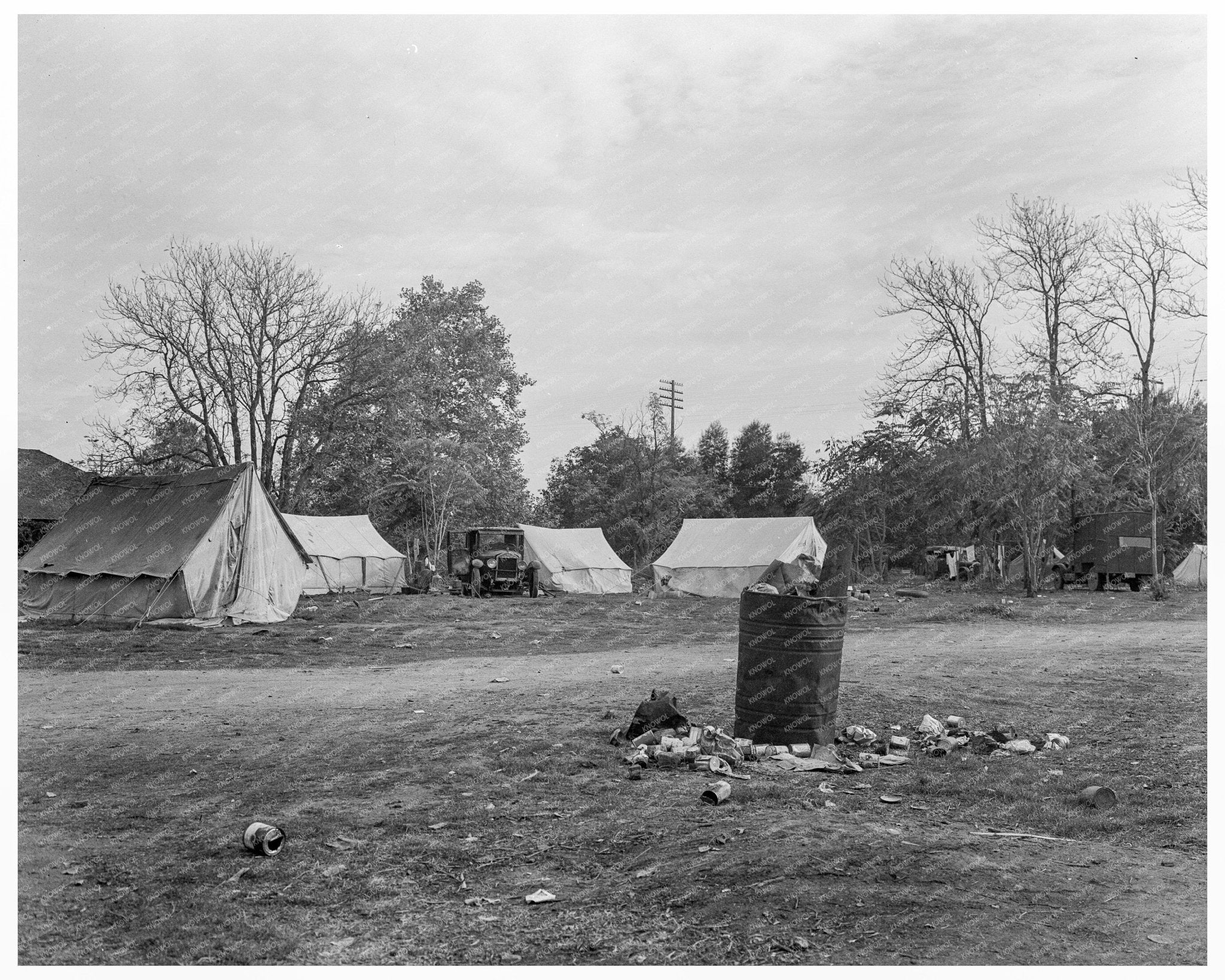 Squatters Camp in Tulare County California 1936 - Available at KNOWOL