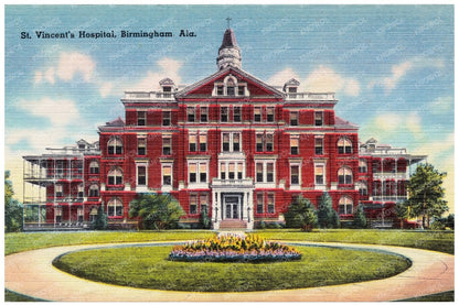 St. Vincents Hospital Birmingham Alabama Vintage Postcard 1930 - 1945 - Available at KNOWOL