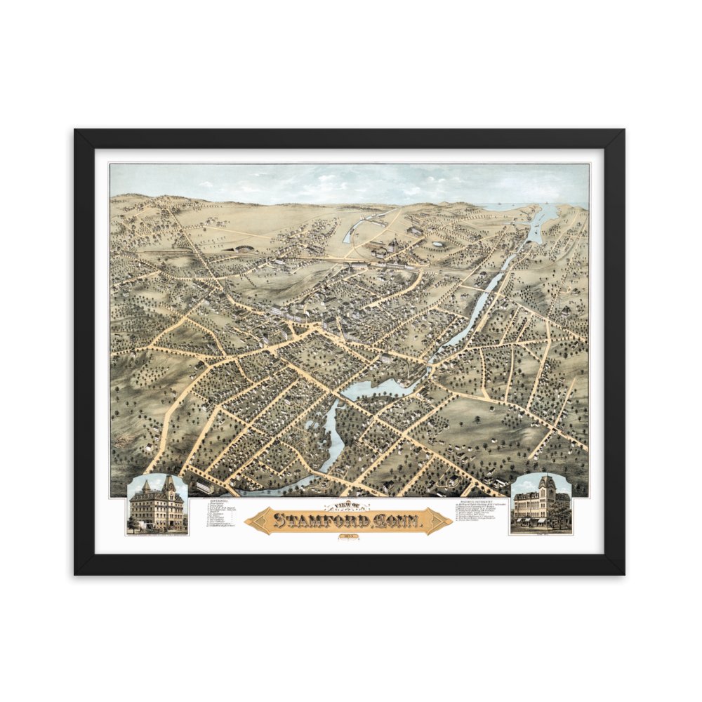 Stamford, CT 1875 Framed - Available at KNOWOL