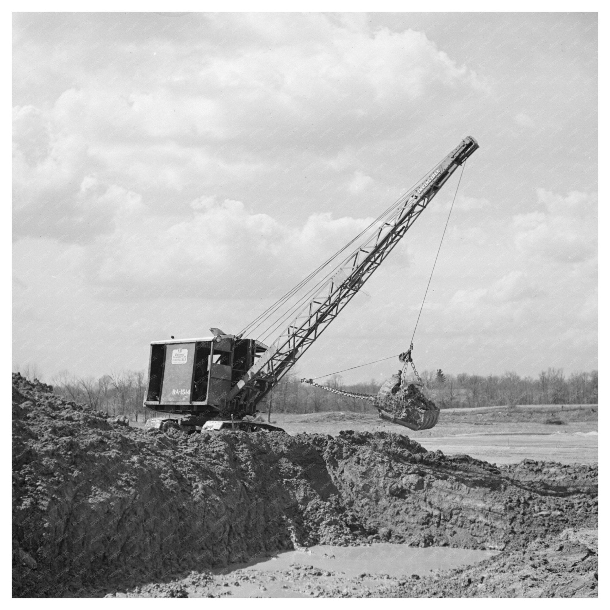 Steam Shovel at Martin County Development Project 1937 - Available at KNOWOL