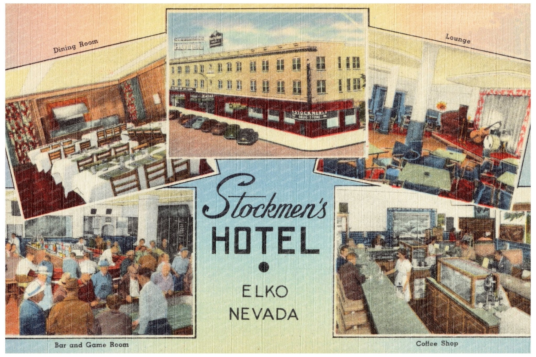 Stockmens Hotel Postcard Elko Nevada 1930 - 1945 - Available at KNOWOL