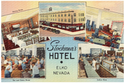 Stockmens Hotel Postcard Elko Nevada 1930 - 1945 - Available at KNOWOL