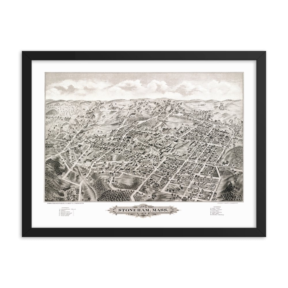 Stoneham, MA 1878 Framed Map - Available at KNOWOL