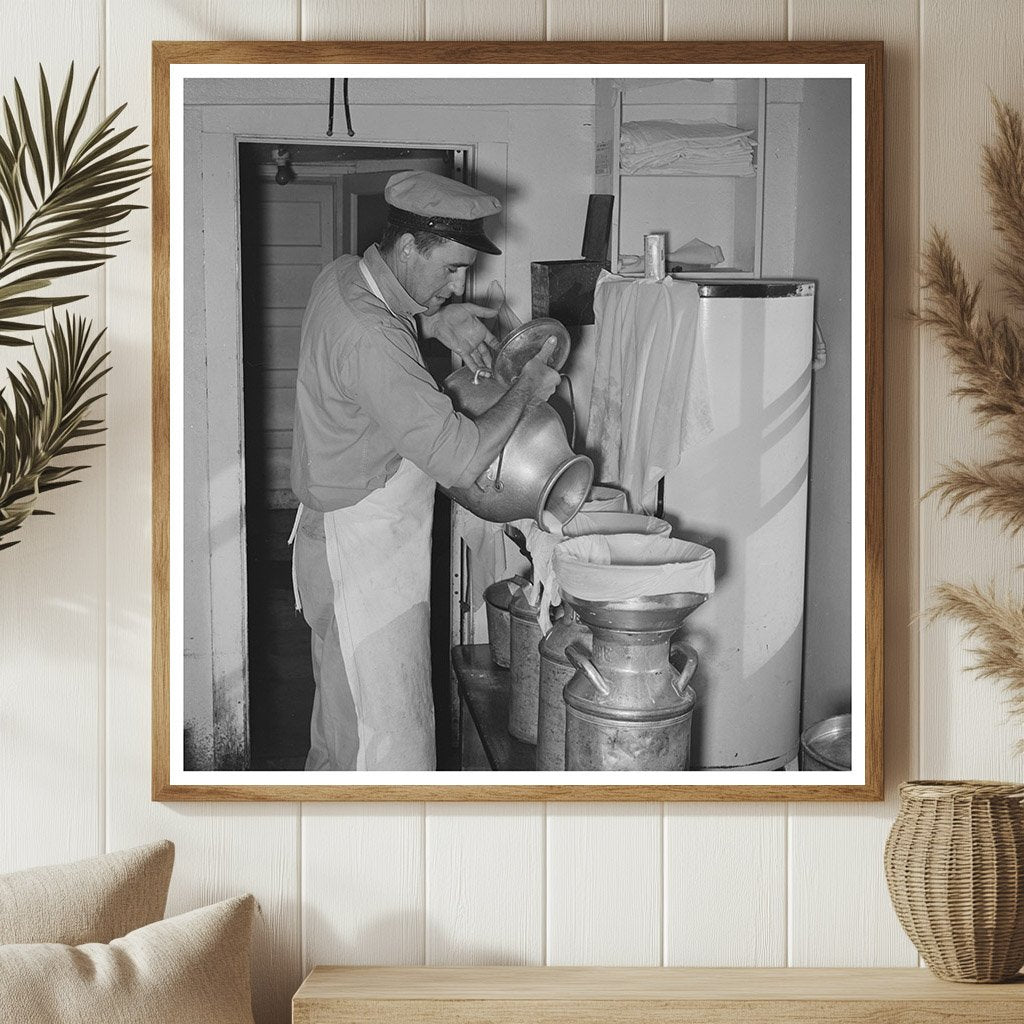 Straining Milk at Dairy Farm in Tom Green County 1939 - Available at KNOWOL