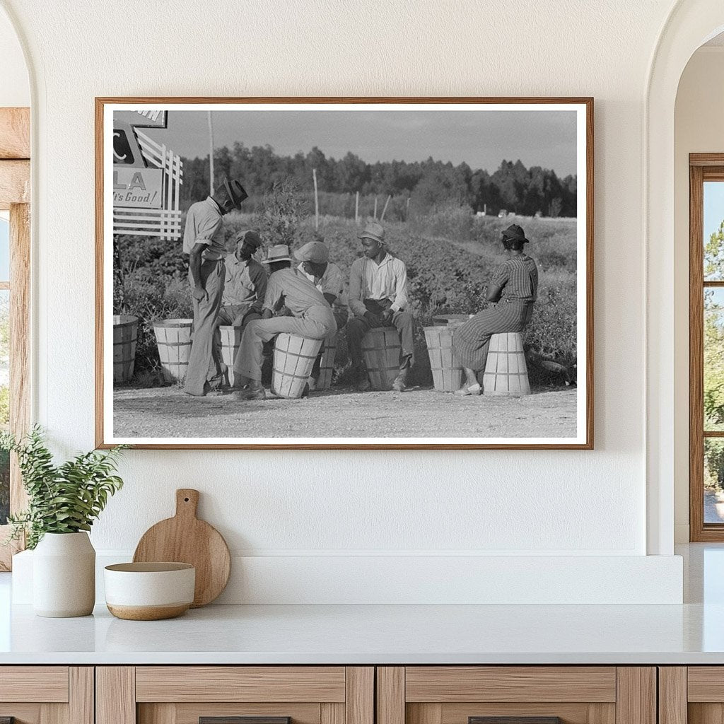 String Bean Pickers Await Transport Highway Louisiana 1938 - Available at KNOWOL