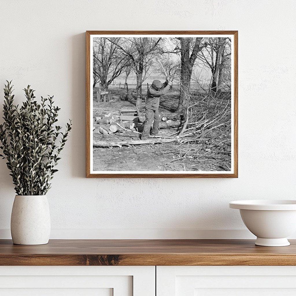 Sylvester Garring Chopping Wood in Indiana March 1937 - Available at KNOWOL