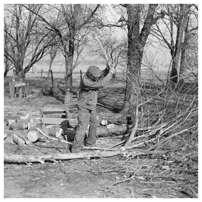 Sylvester Garring Chopping Wood in Indiana March 1937 - Available at KNOWOL