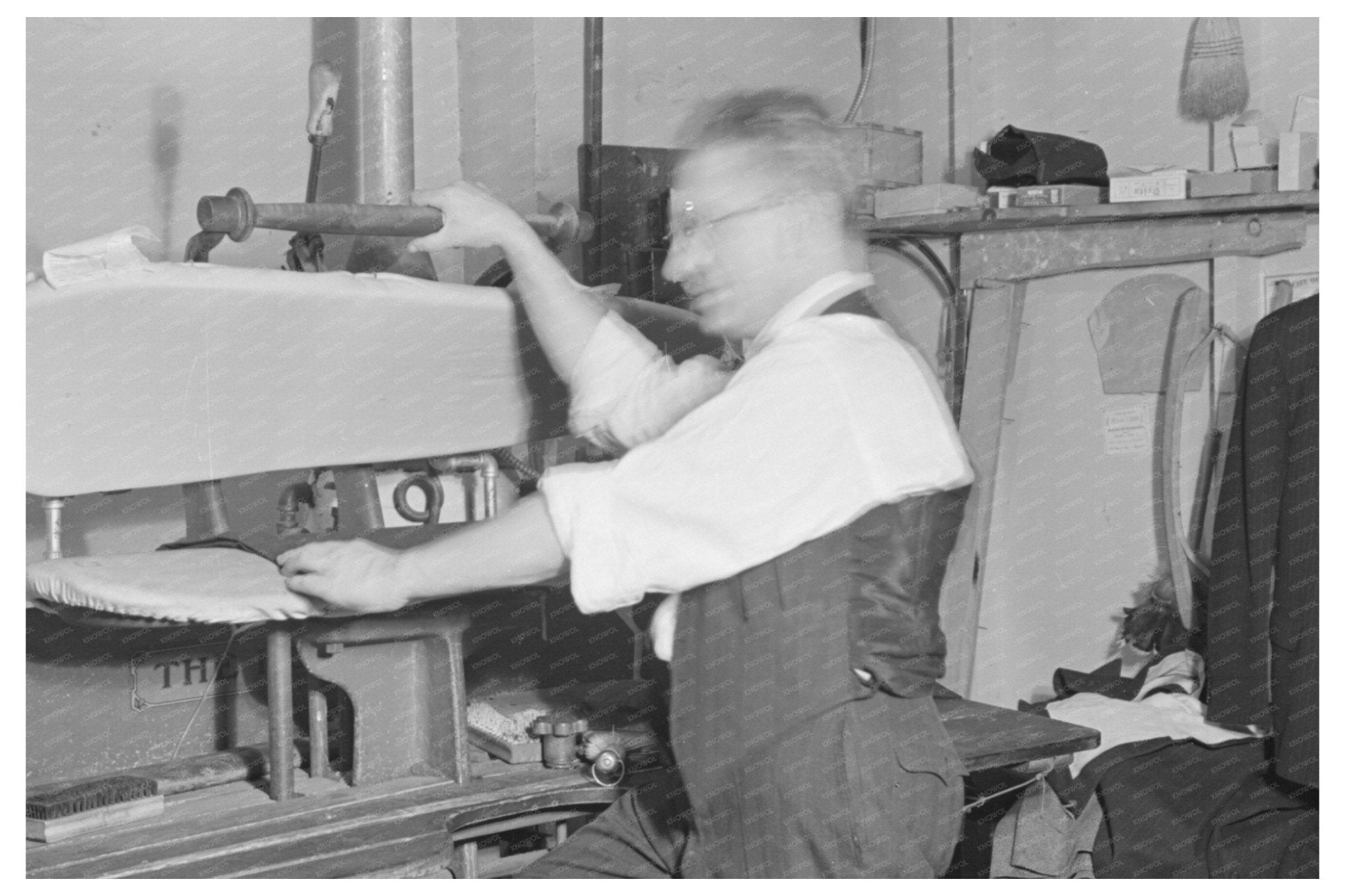 Tailor Using Steam Presser University Place NYC 1936 - Available at KNOWOL