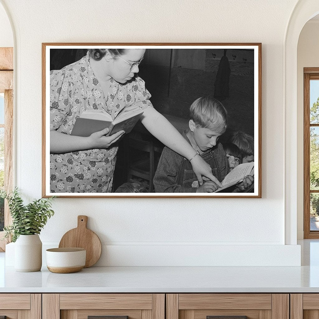 Teacher Helps Pupil with Reading in Idaho May 1941 - Available at KNOWOL