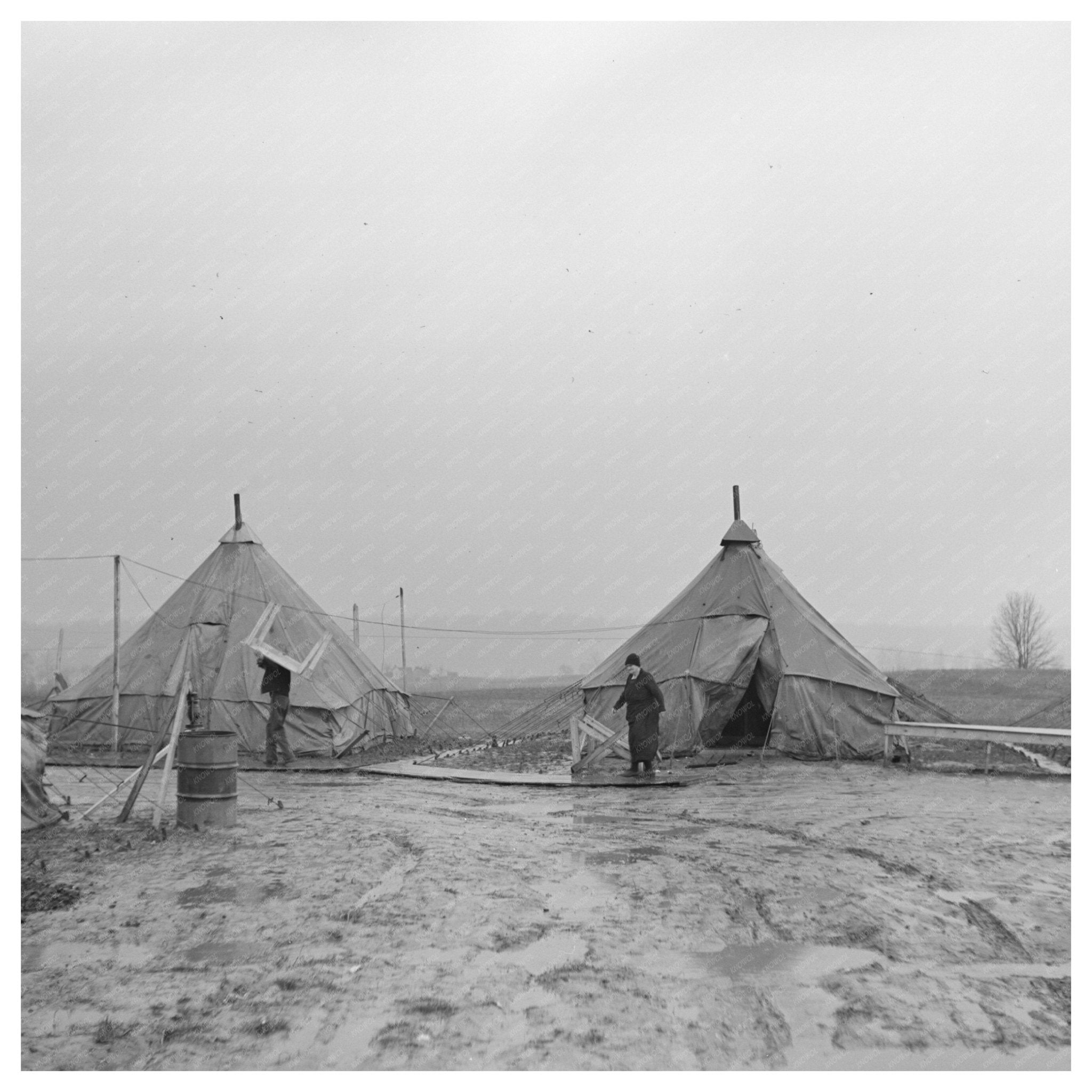 Tent City Flood Scene Shawneetown Illinois 1937 - Available at KNOWOL