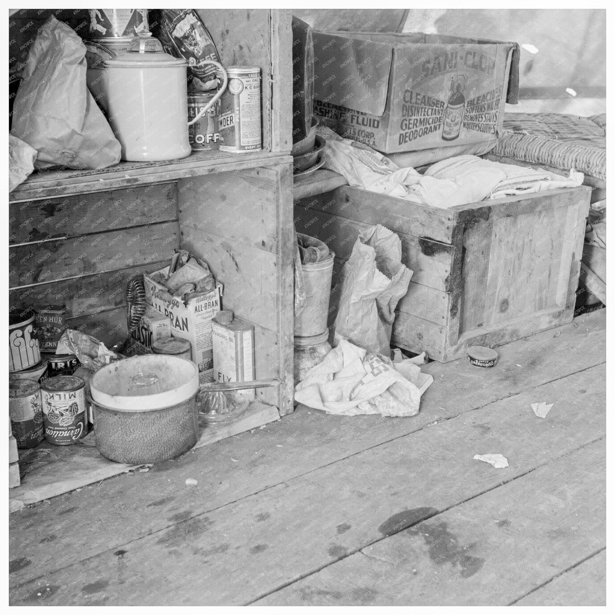 Tent Interior at Pea Pickers Camp Santa Clara County 1939 - Available at KNOWOL