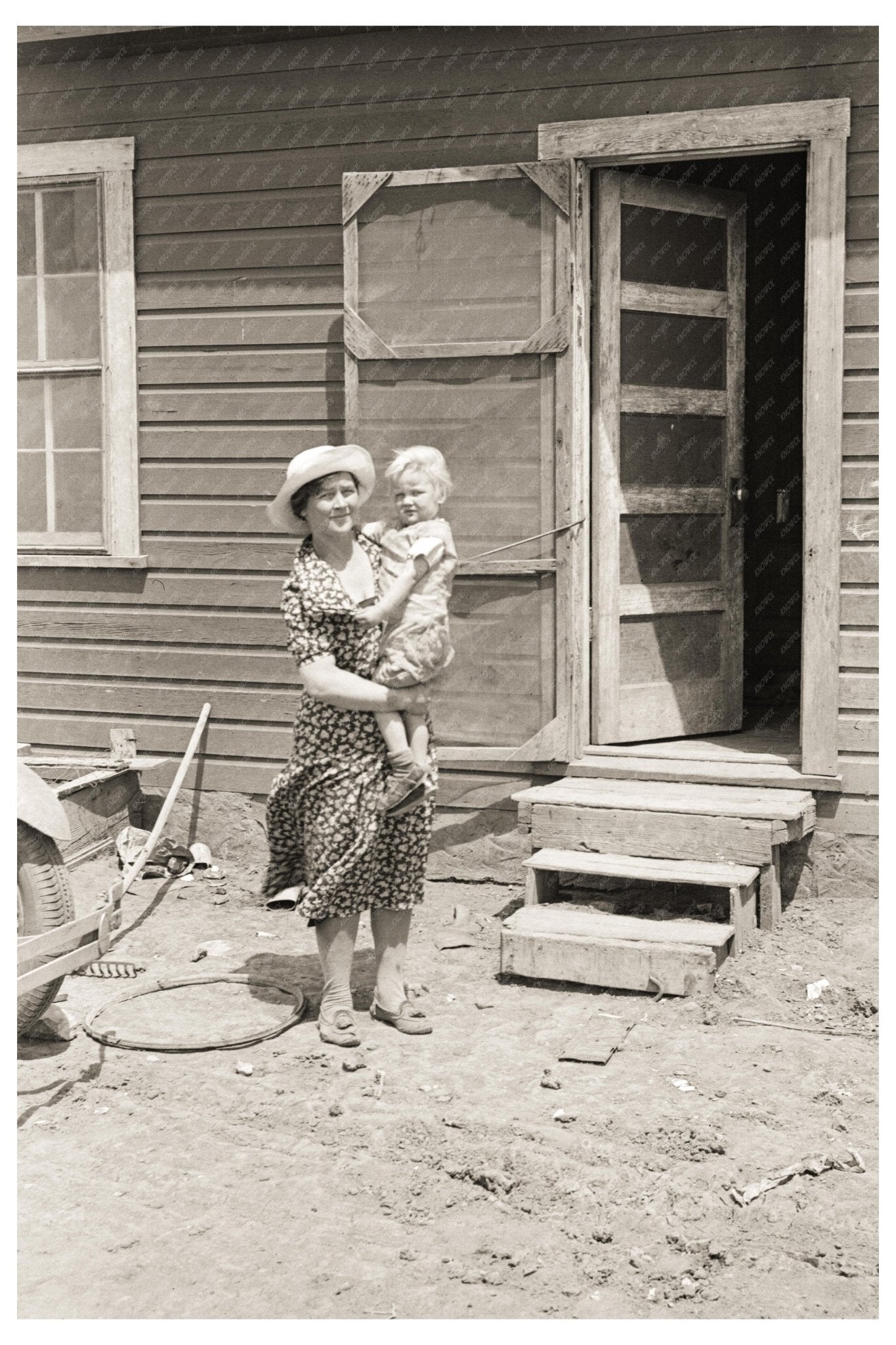 Teutonic Farm Wife and Child Harding County New Mexico May 1935 Vintage Photograph - Available at KNOWOL