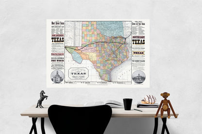 Texas Railroad Map, 1876 - Available at KNOWOL