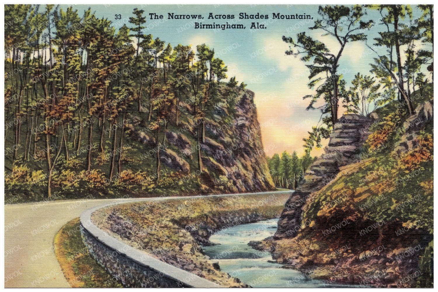 The Narrows Shade Mountain Birmingham Alabama Postcard 1930 - 1945 - Available at KNOWOL