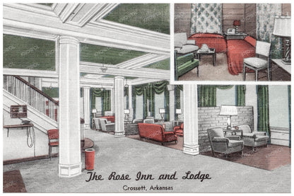 The Rose Inn and Lodge Crossett Arkansas Postcard 1930s - Available at KNOWOL