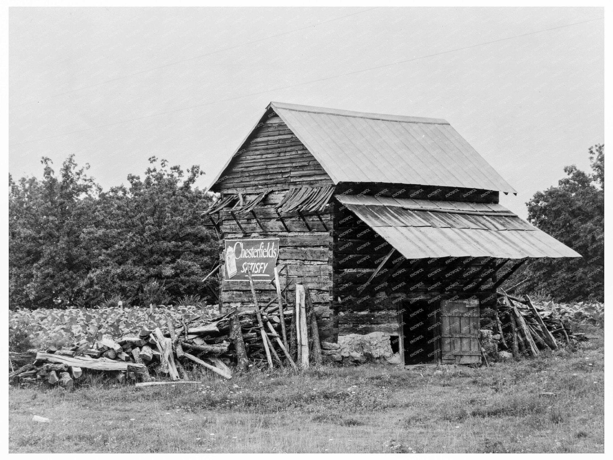 Tobacco Barn and Fields in Person County North Carolina 1939 - Available at KNOWOL