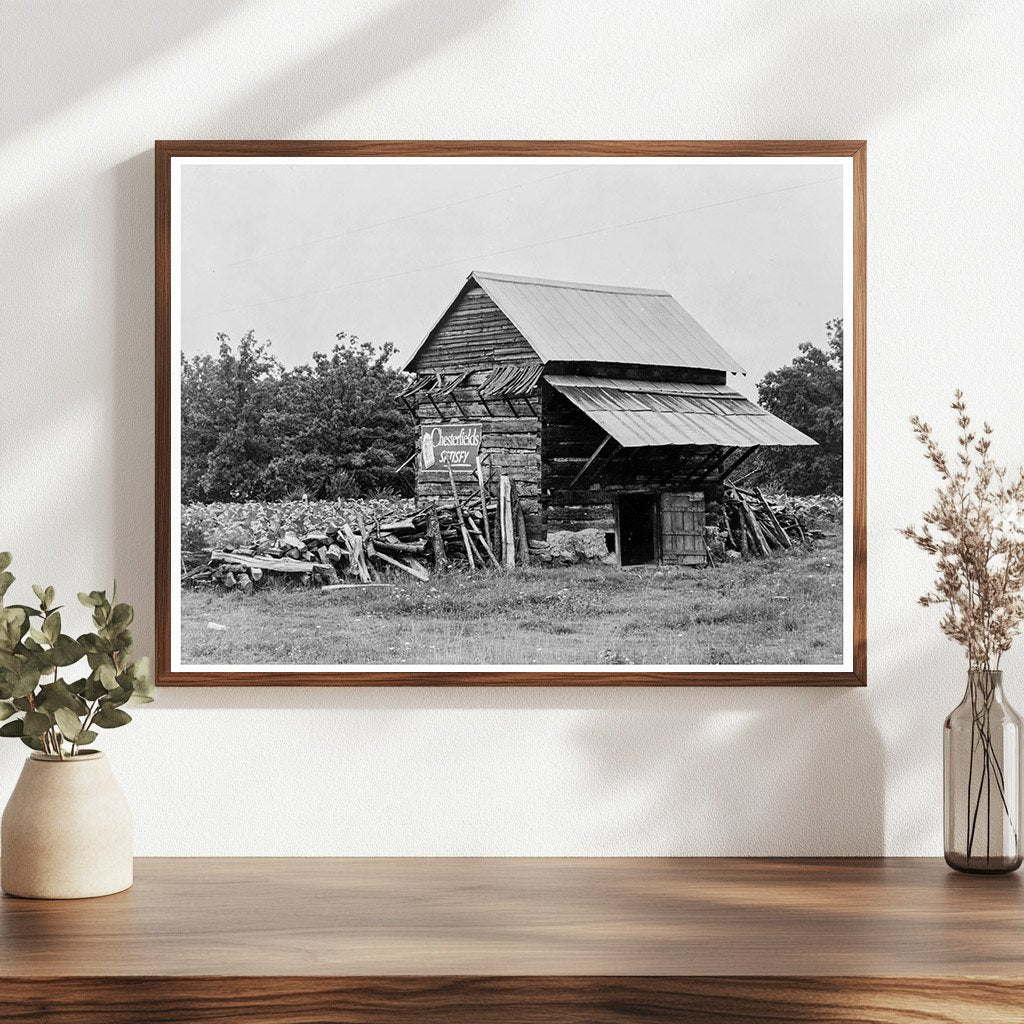 Tobacco Barn and Fields in Person County North Carolina 1939 - Available at KNOWOL