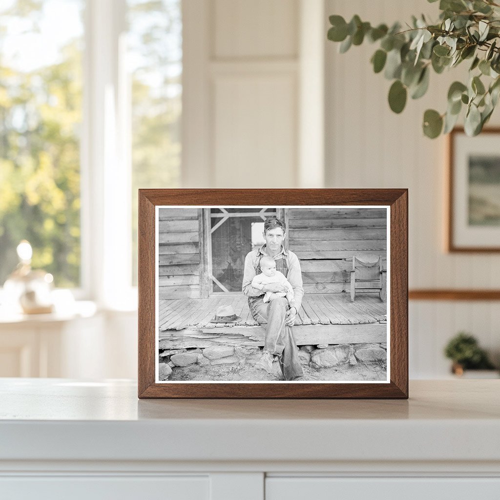 Tobacco Sharecropper and Baby on Porch July 1939 - Available at KNOWOL