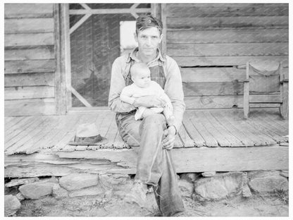 Tobacco Sharecropper and Baby on Porch July 1939 - Available at KNOWOL