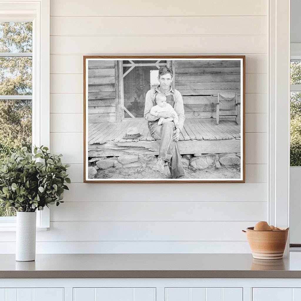 Tobacco Sharecropper and Baby on Porch July 1939 - Available at KNOWOL