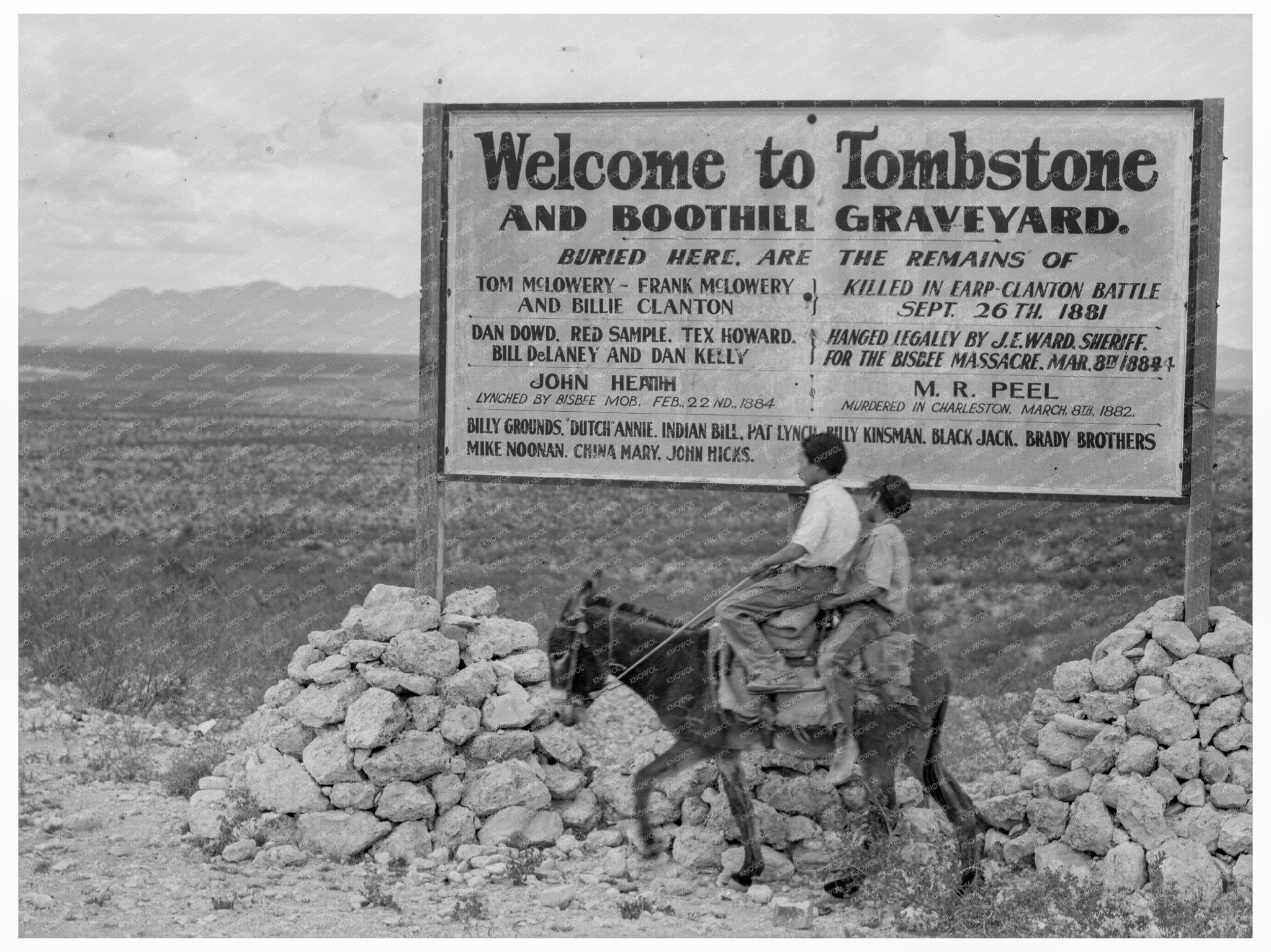 Tombstone Arizona Entrance Sign May 1937 Vintage Photo - Available at KNOWOL