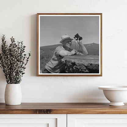 Tourist at Dee Wright Observation Point Oregon July 1942 - Available at KNOWOL