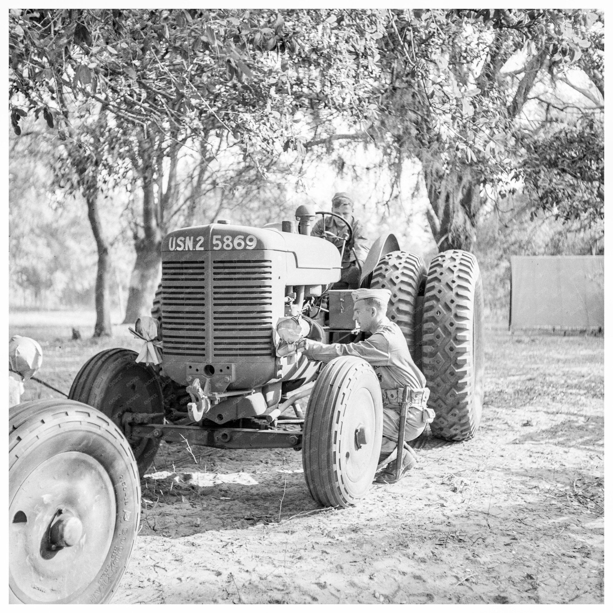 Tractor with Lights Covered at U.S. Marine Corps Training Camp Parris Island May 1942 - Available at KNOWOL