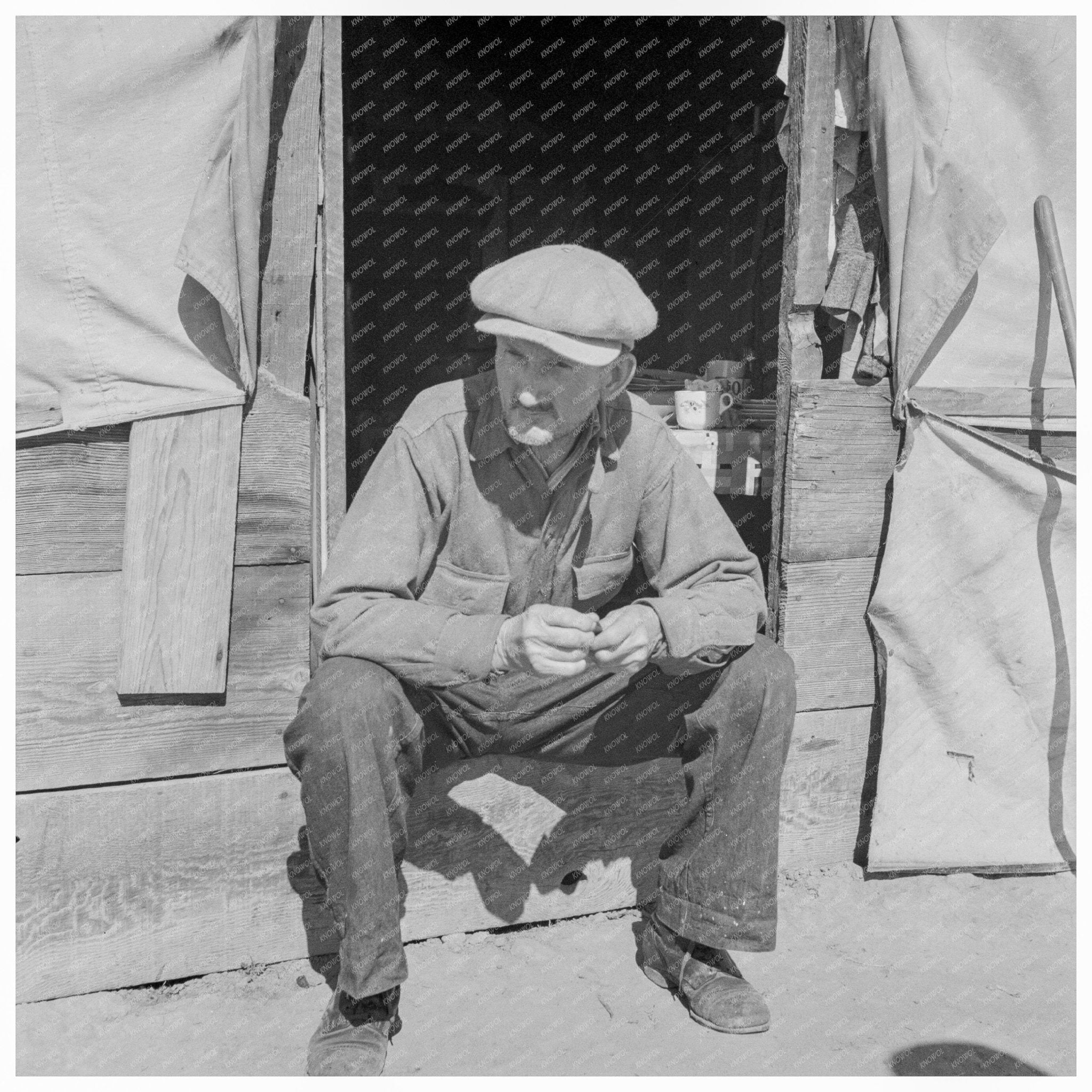 Tubercular Migrant at Potato Camp Kern County 1937 - Available at KNOWOL