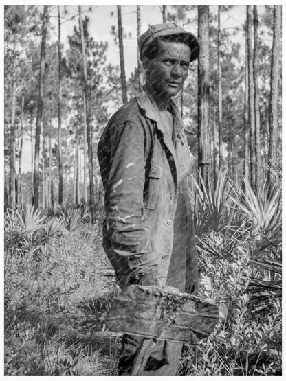 Turpentine Chipper Working on Tree in Georgia 1937 - Available at KNOWOL