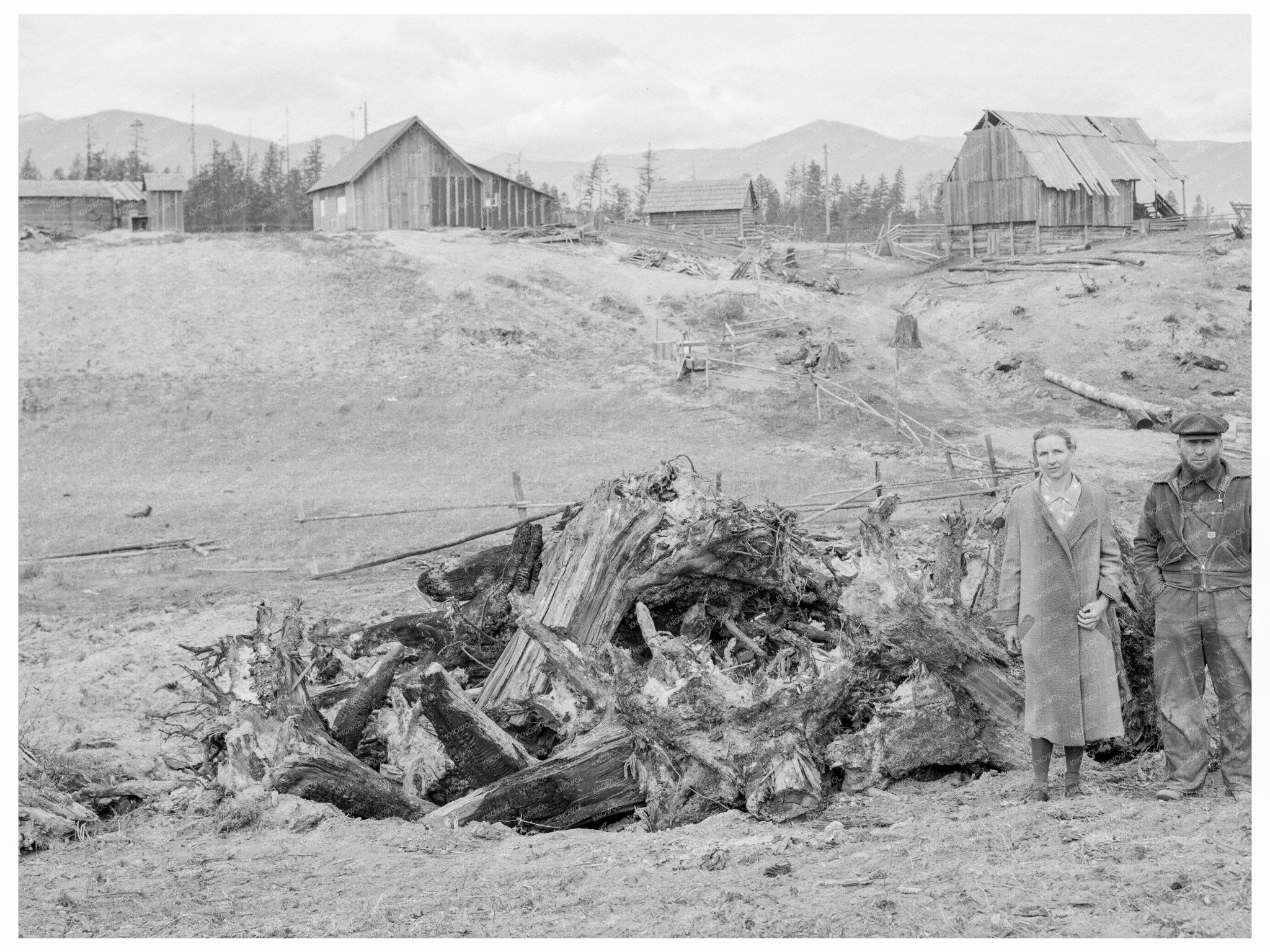 Unruf Family Stump Pile on Idaho Farm 1939 - Available at KNOWOL