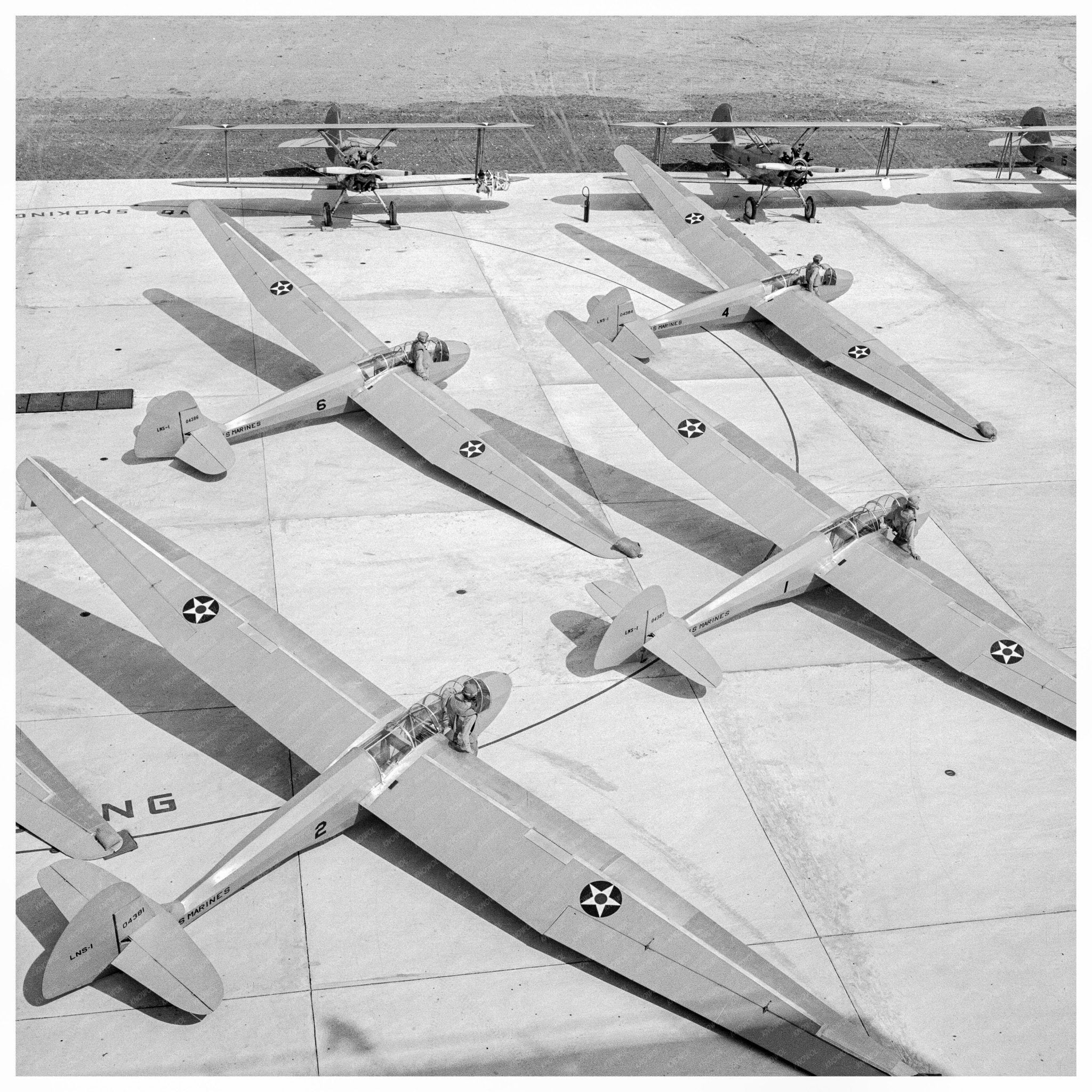 U.S. Marine Corps Glider Planes in Flight Training May 1942 Parris Island South Carolina - Available at KNOWOL