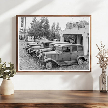 Used Car Display on State Highway 17 California 1939 - Available at KNOWOL