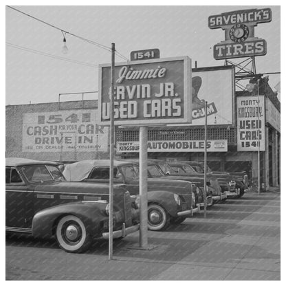 Used Car Lot in Hollywood California 1942 - Available at KNOWOL