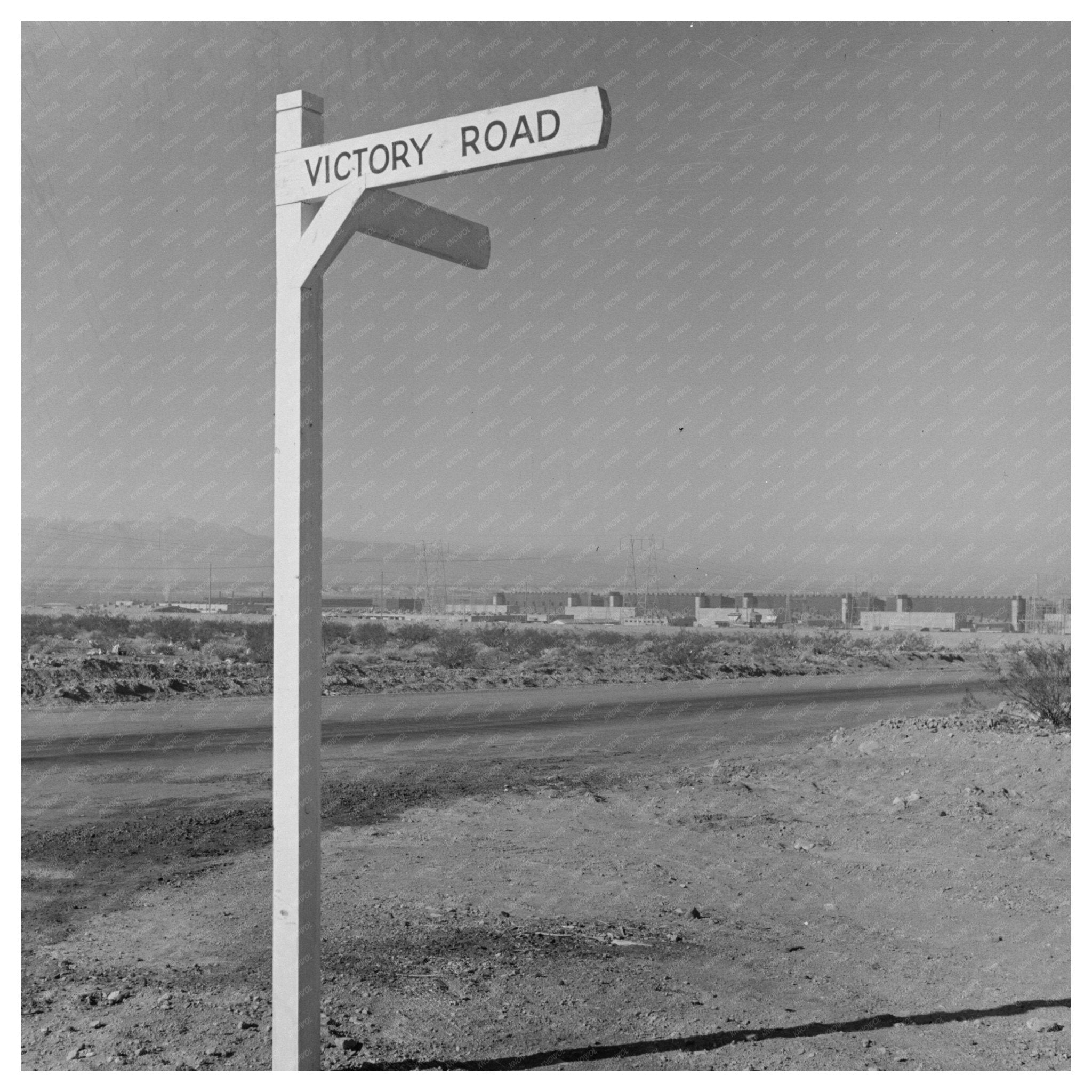 Victory Road Crossroad Sign Las Vegas 1940s Image - Available at KNOWOL