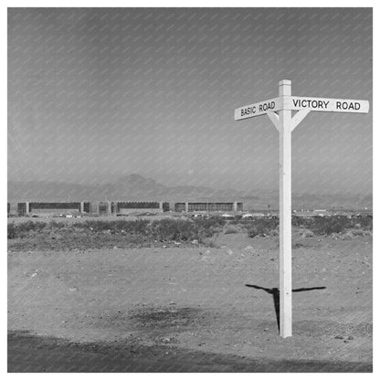 Victory Road Sign at Basic Magnesium Plant Las Vegas 1942 - Available at KNOWOL