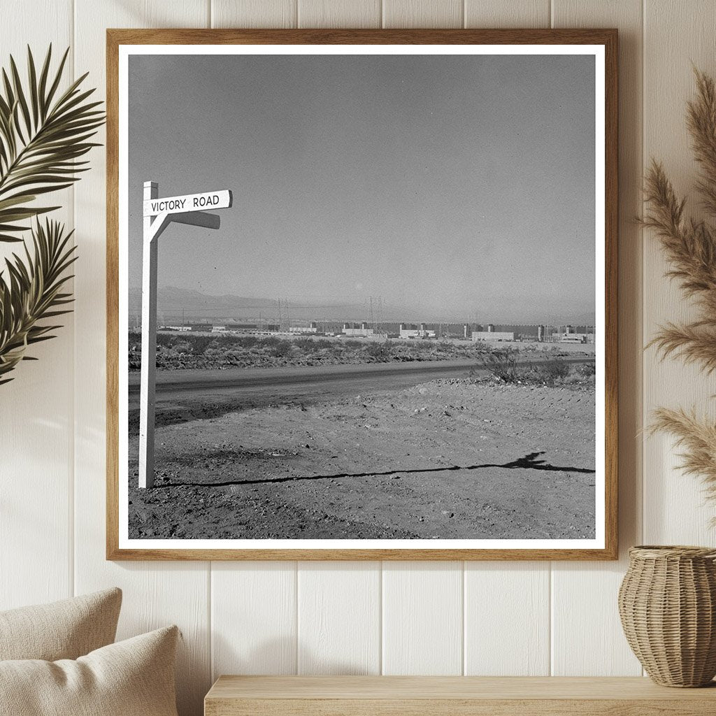 Victory Road Sign with Magnesium Plant Las Vegas 1943 - Available at KNOWOL